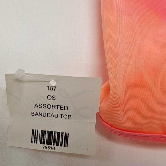 Lovers Lane Tie-Dye Bandeau Tube Top One Size Pink Orange Stretch Strapless NWT - Picture 3 of 4